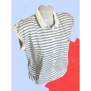 Tan Jay Women’s Vtg. 80s White Blue Parcour Activewear Sleeveless Top NEW NWT M